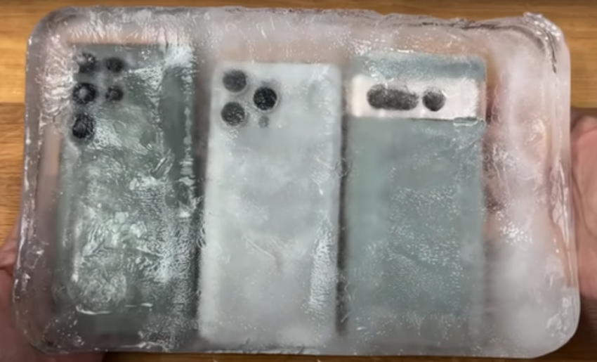 YouTube-блогер заморозил iPhone 15 Pro Max, Samsung S23 Ultra и Pixel 7 Pro и проверил их работоспособность