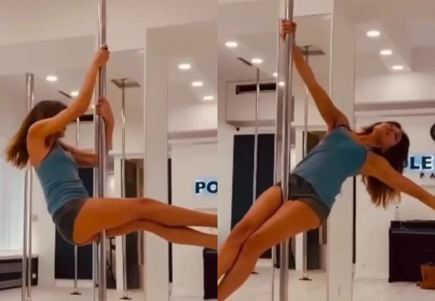 57-летняя Карла Бруни показала, как учится танцевать на шесте