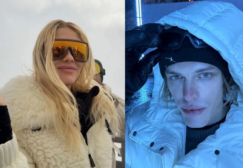 Елена Перминова и Тарас Романов посетили "снежный" показ Moncler в Куршевеле