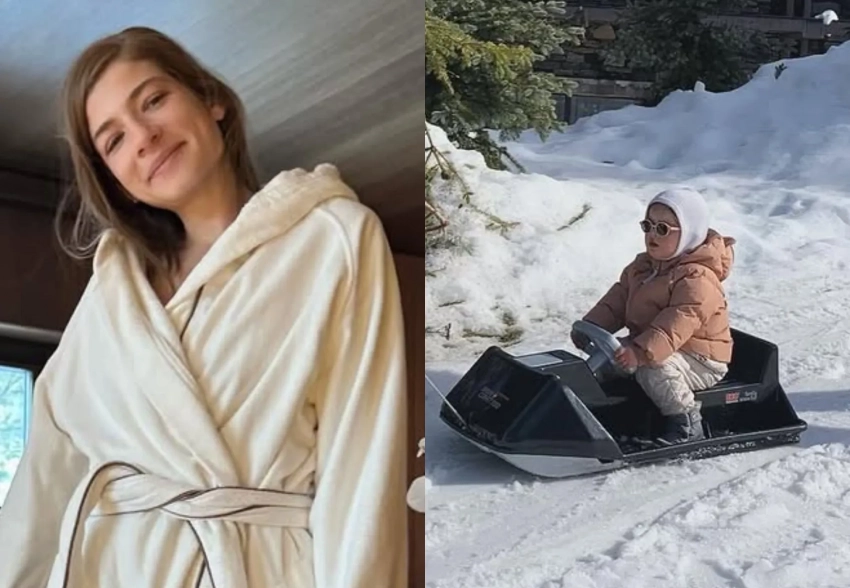 Саша Новикова с дочерью отдыхают на горнолыжном курорте