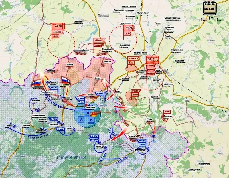 В Сумской области идут бои в Юнаковке, ВС РФ преодолели первую линию обороны ВСУ Веселовка — Журавка — Басовка