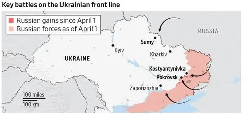 WSJ: май 2025 года стал для ВС РФ самым результативным по взятым под контроль территориям с конца 2022-го