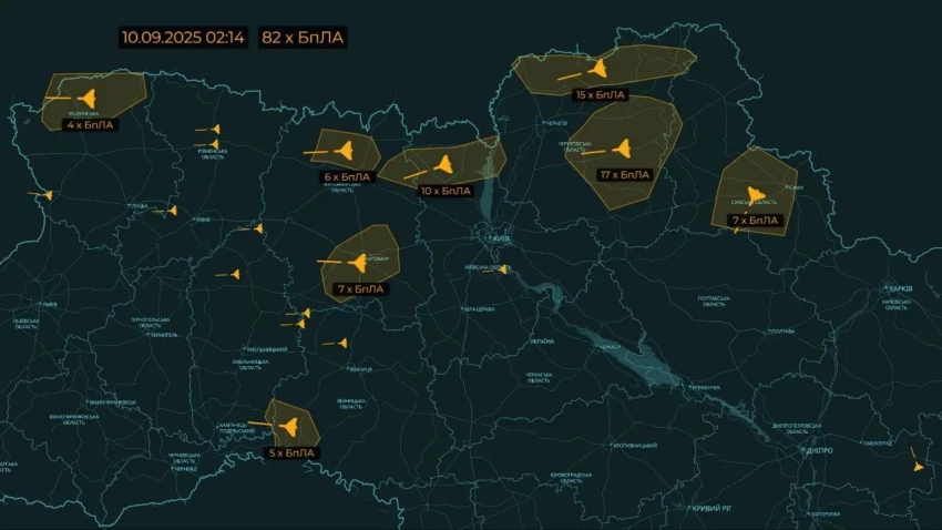 Российские БПЛА атакуют объекты противника от Ровно и Львова до Одессы